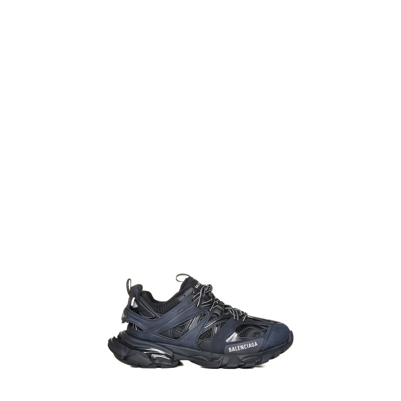Track sneakers in black mesh and nylon