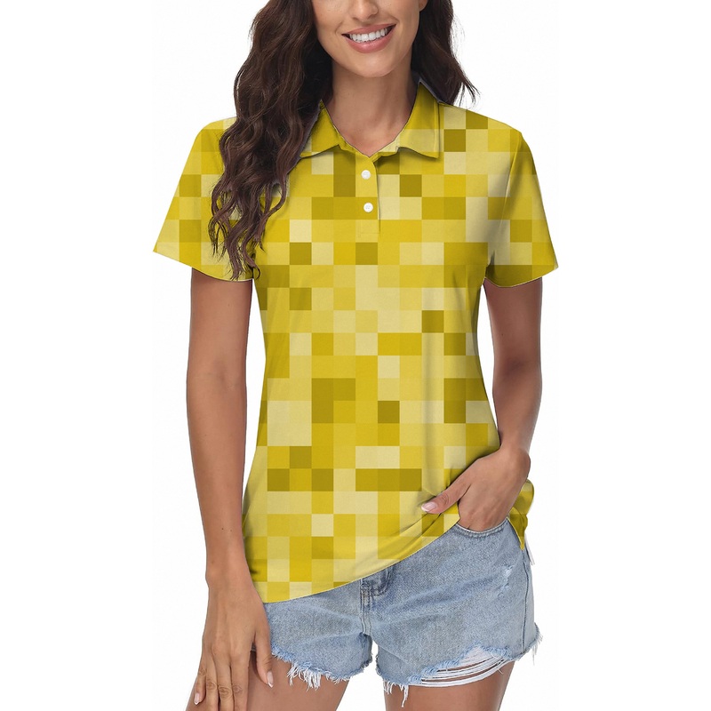 Yellow Pixel Big Women’s Golf Polo