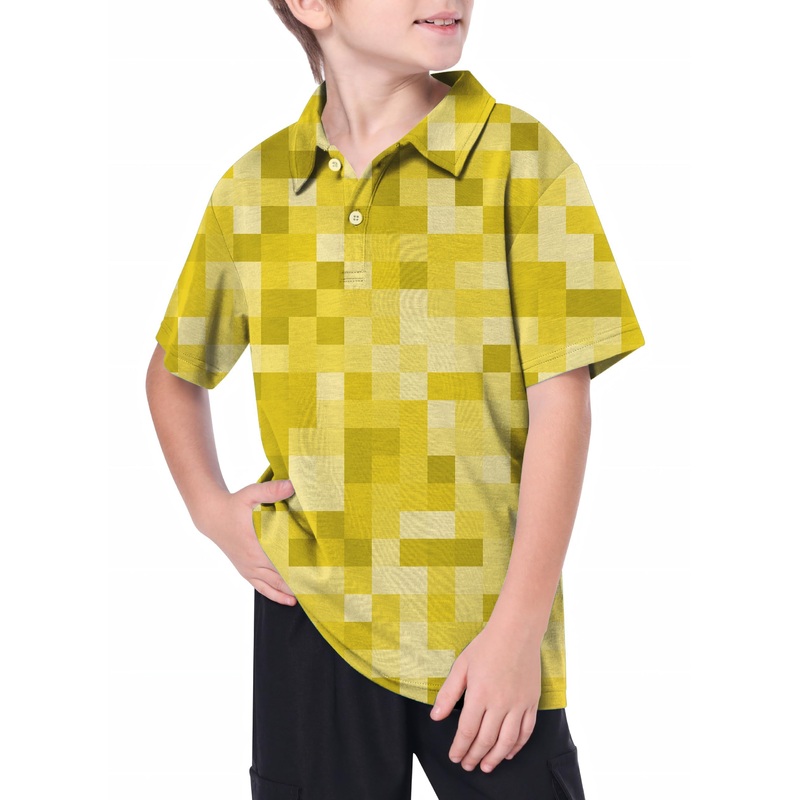 Youth Yellow Pixel Big Golf Polo