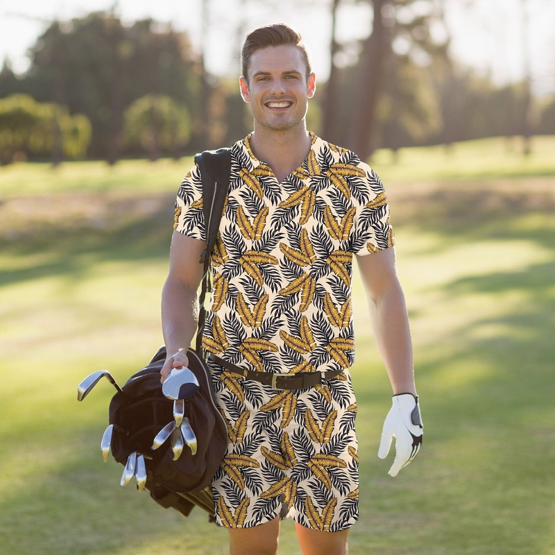 Men’s Golf Set Polo+Shorts Golden Tropics