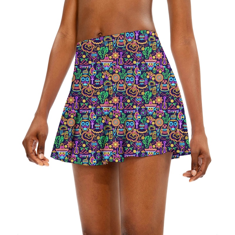 Neon Fiesta Women’s Athletic Golf Skorts Flared Skirts