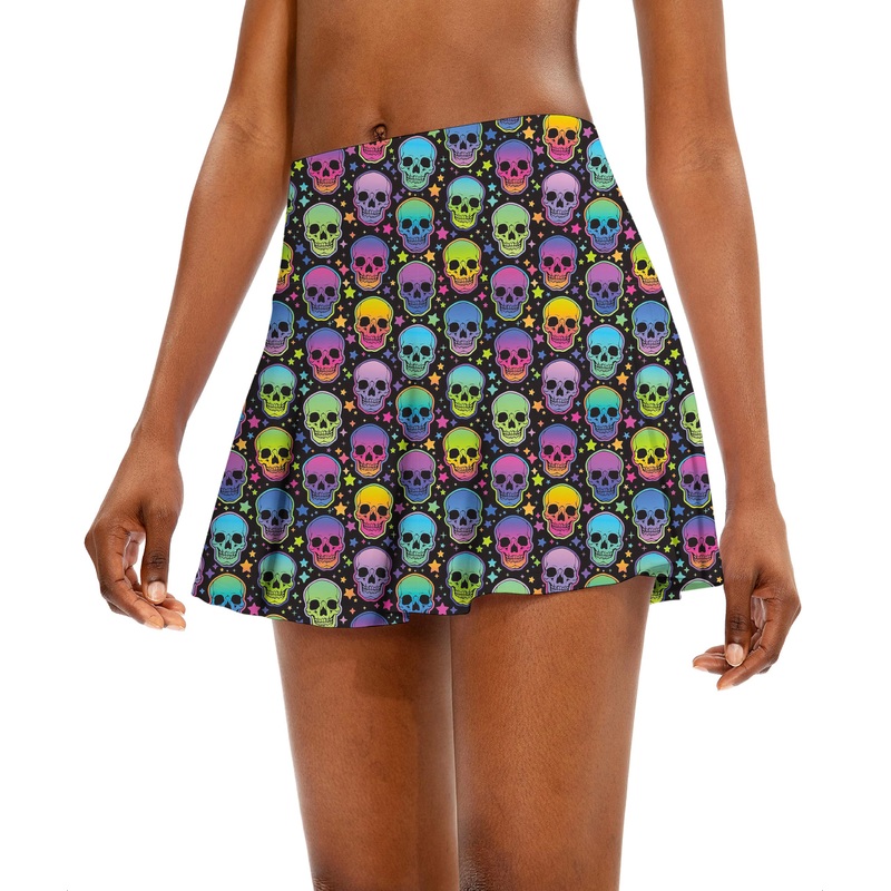 Neon Skulls Women’s Athletic Golf Skorts Flared Skirts