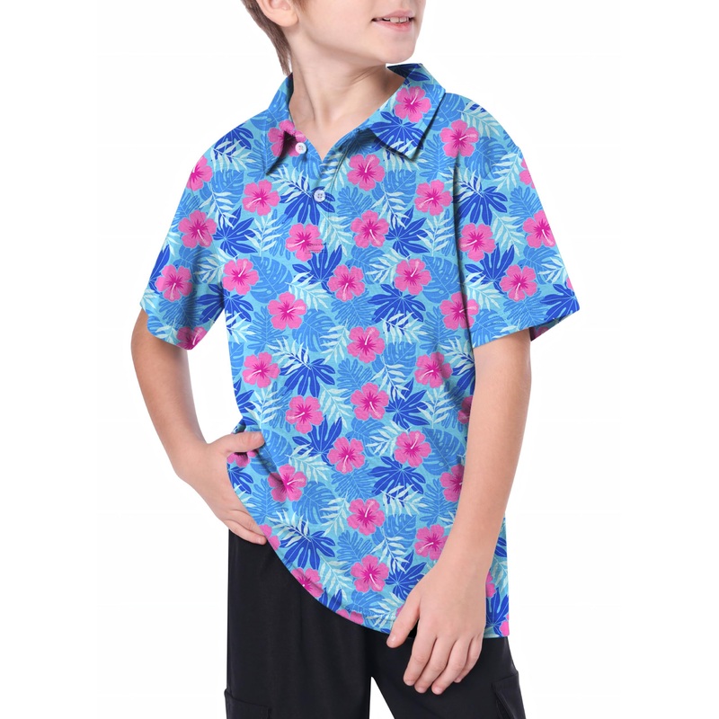 Youth Vivid Bloom flower Golf Polo