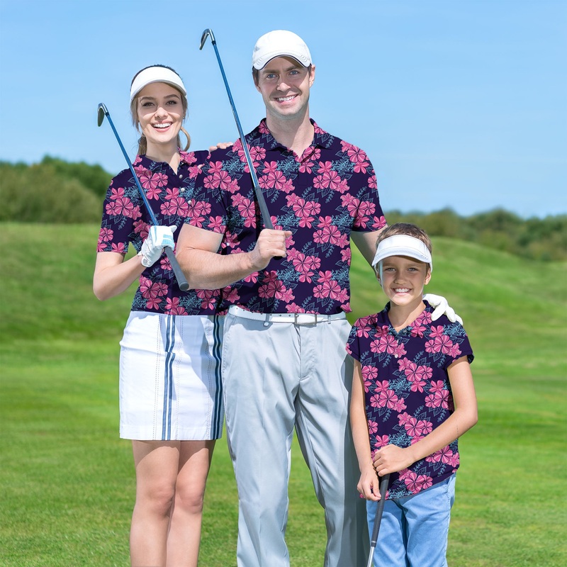 Blossom Burst Golf Polo Men Women youth family set