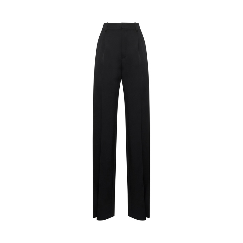 Black grain de poudre tuxedo trousers