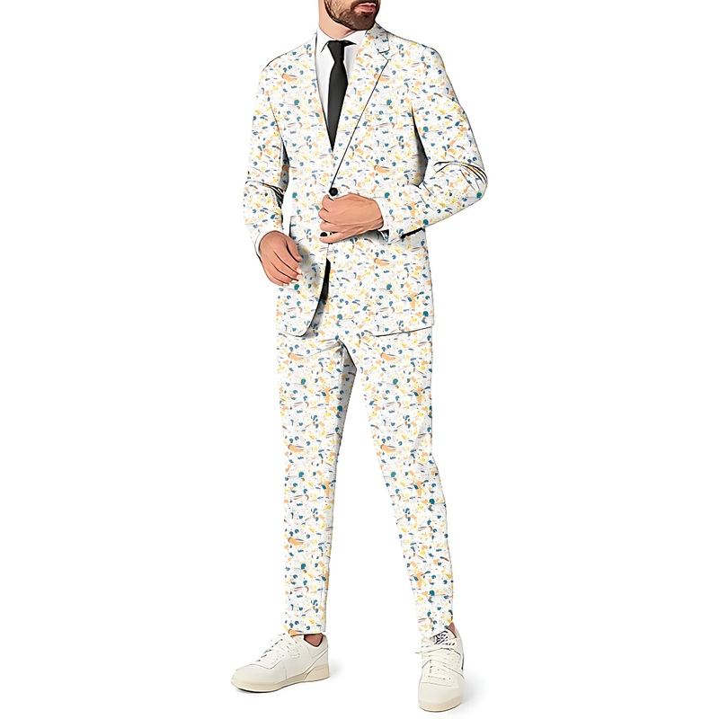 Yellow terrazzo Men’s Party Costumes-Theme Party 2 or 3pcs Suit set-Blazer Pants & Vest
