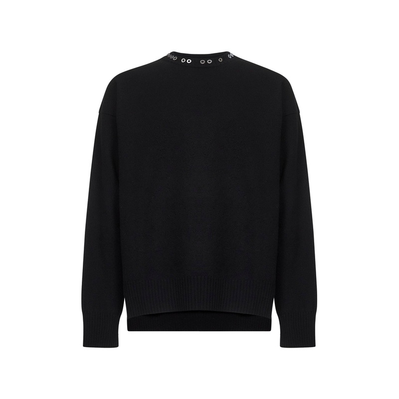 Black lightweight wool crewneck sweater