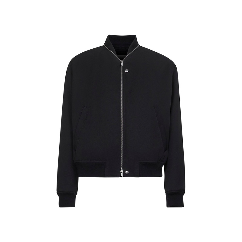 Black wool gabardine bomber jacket