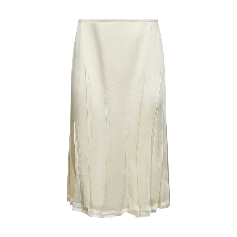 Ivory satin flared skirt|36|38