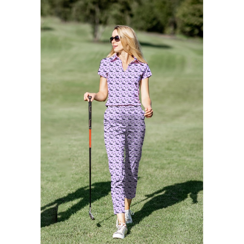 Women’s Golf Polo+Pants Set Purple Skate More