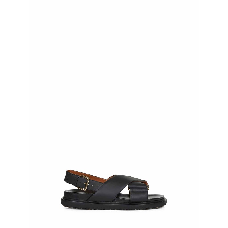 Black calfskin Fussbett sandals