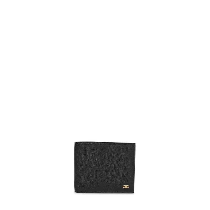 Black hammered calfskin Gancini wallet