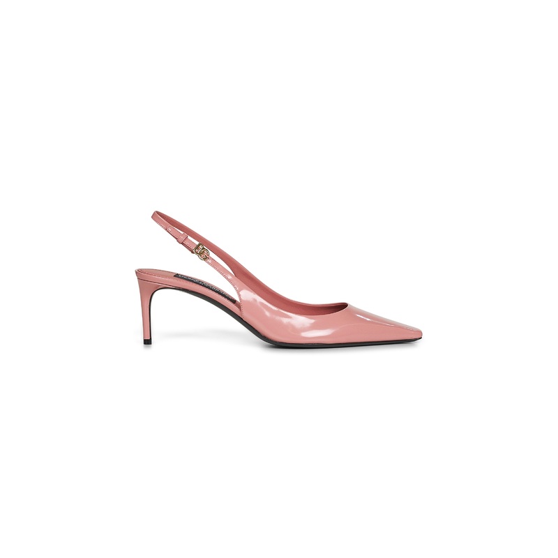 Pink polished calfskin Mum slingback pumps