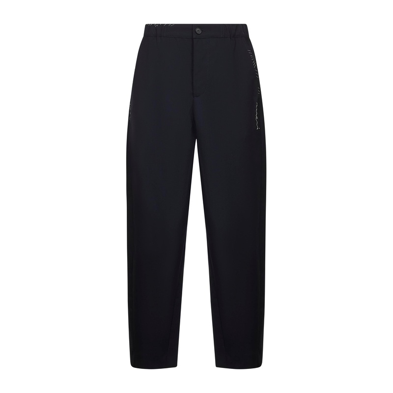 Blue tropical wool straight leg trousers