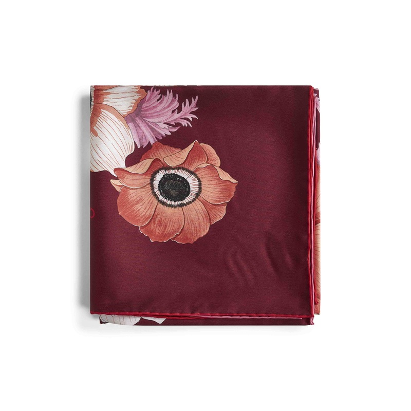 Anemone print silk twill scarf