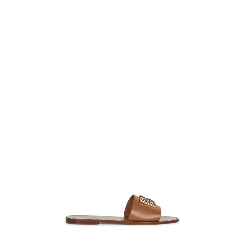 Camel calf leather Bianca slides