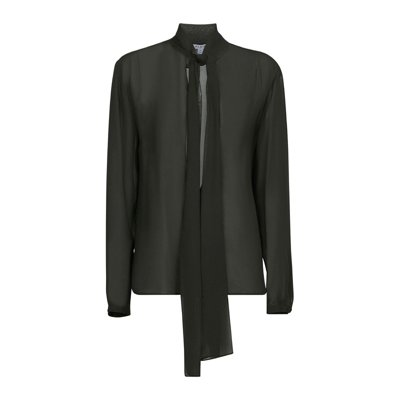 Green crepe georgette scarf blouse