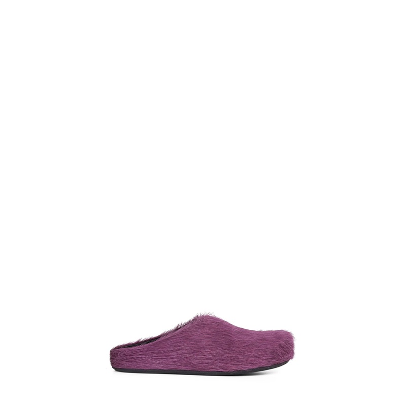 Purple long hair calfskin Fussbett sabot