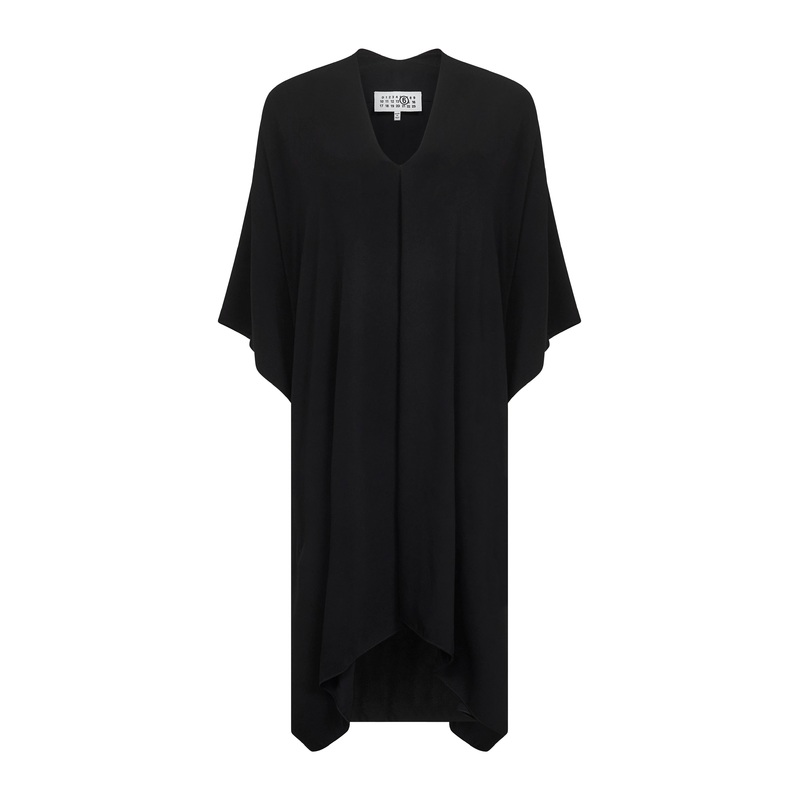 Black crepe asymmetric dress|40|42