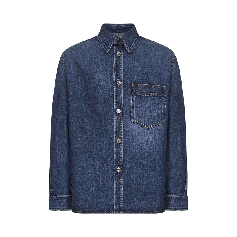 Blue cotton denim overshirt|S|M|L