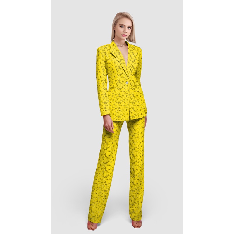 Yellow Skateboard Women’s Blazer Casual Work Office Blazer Suit set