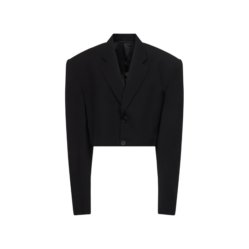 Black Cut Off Single Breasted jacket