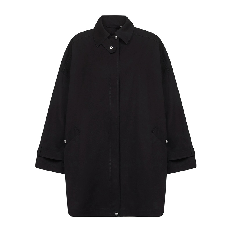 Black organic cotton oversized trench jacket
