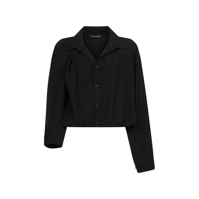 Black poplin One Shoulder shirt