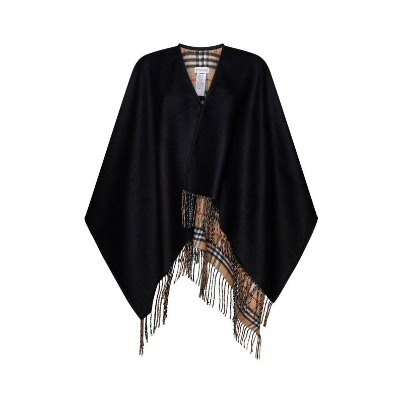 Reversible Check Wool Cape|PZ