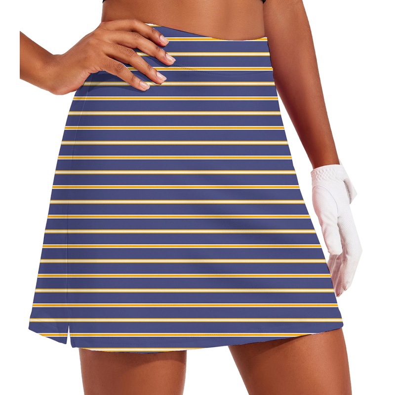 Women’s Navy blue and orange stripes Golf Skirts Inner Shorts Pocket limited edition