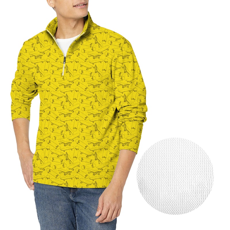 Yellow Skateboard Men’s Golf Waffle Zipper Pullover