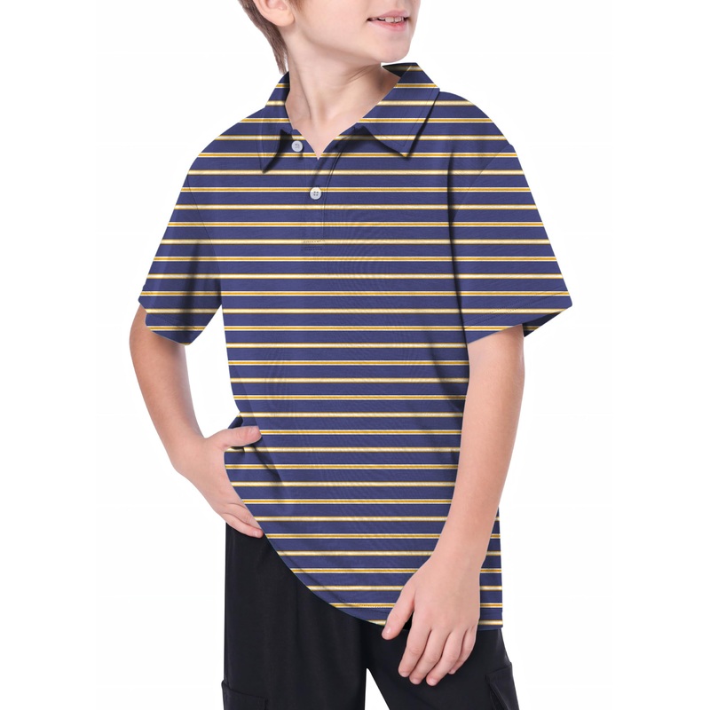 Youth Navy blue and orange stripes Golf Polo limited edition