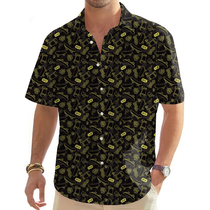 Yessi Men’s Golf Hawaiian Shirts Button Down Shirt