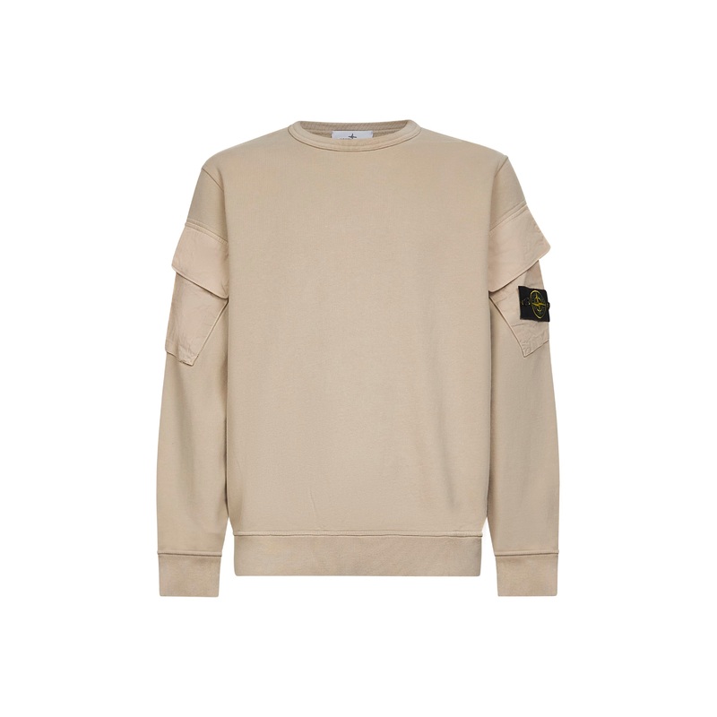 Beige cotton crewneck sweatshirt