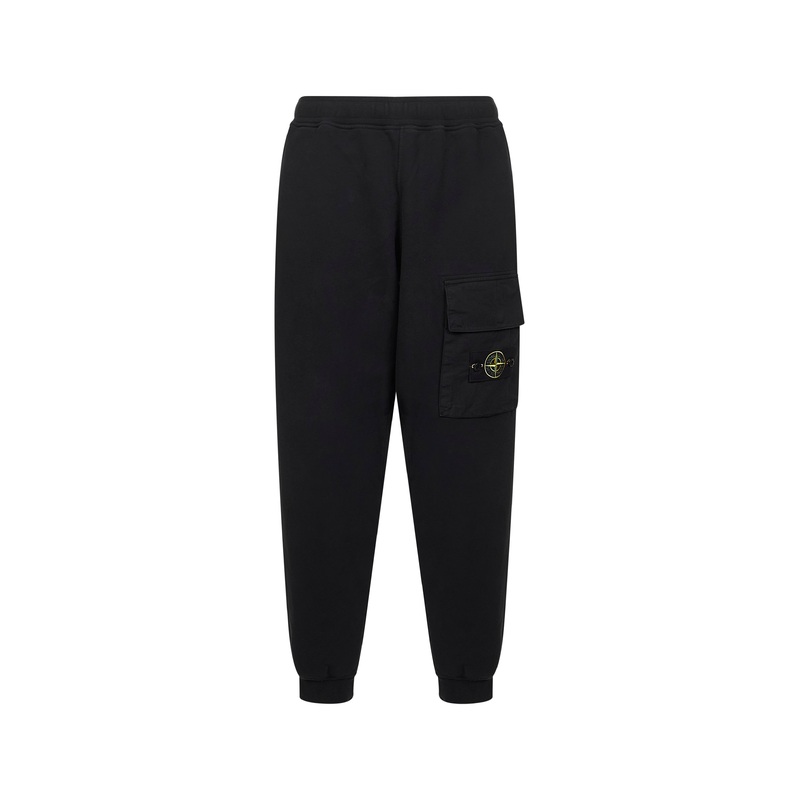 Black cotton fleece jogger trousers