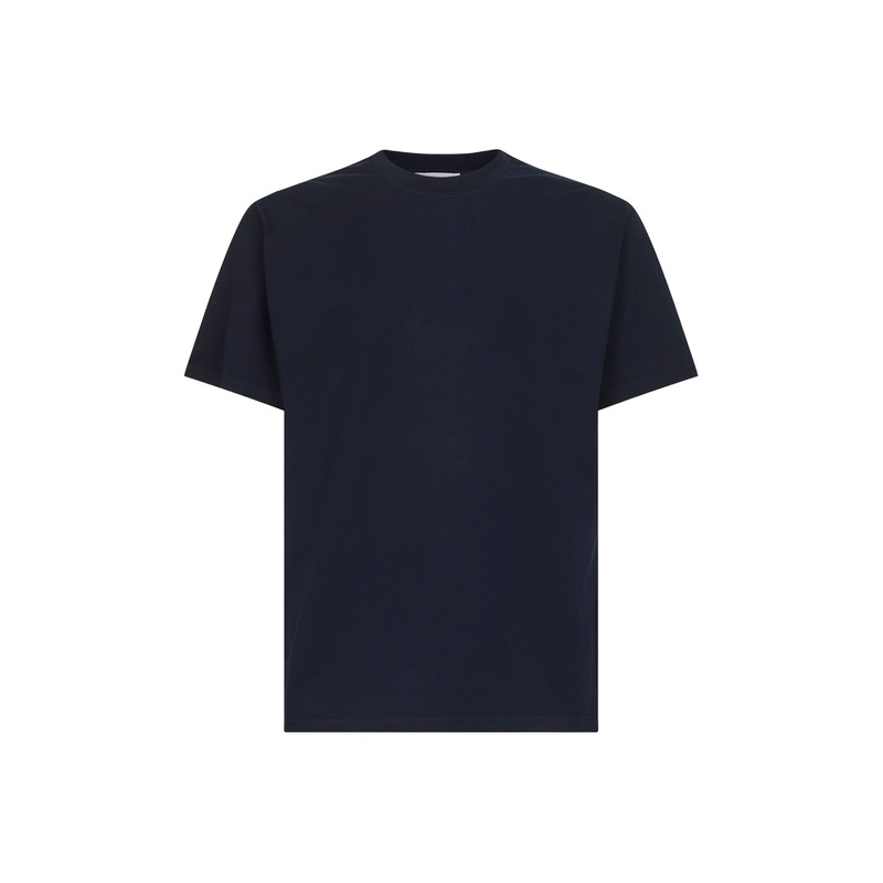 Blue cotton jersey crewneck T-shirt