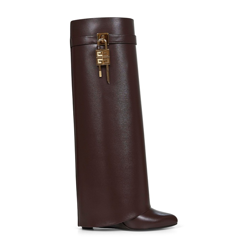 Brown leather Shark Lock boots