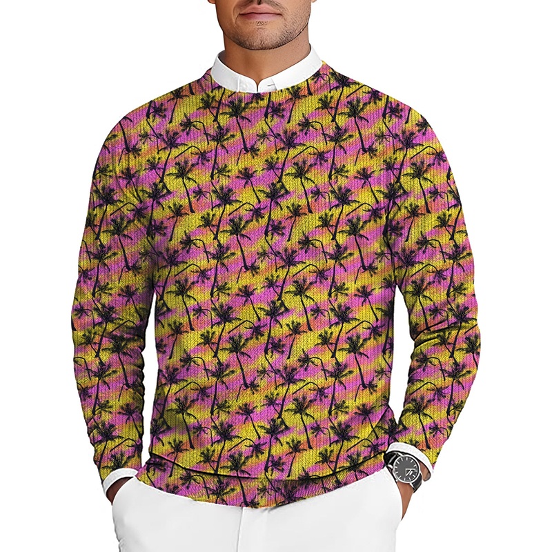 GRAPHIC PRINT Men’s Golf Crewneck Pullover Sweaters Ugly Sweater