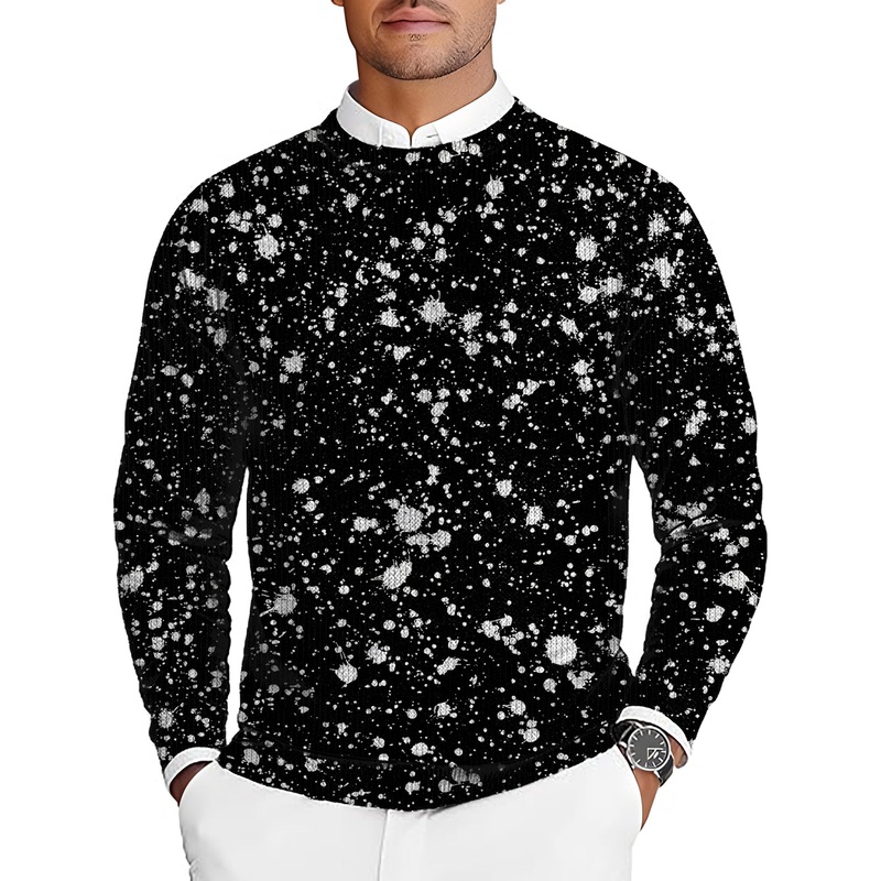 ZEBRA SPLATTER Men’s Golf Crewneck Pullover Sweaters Ugly Sweater