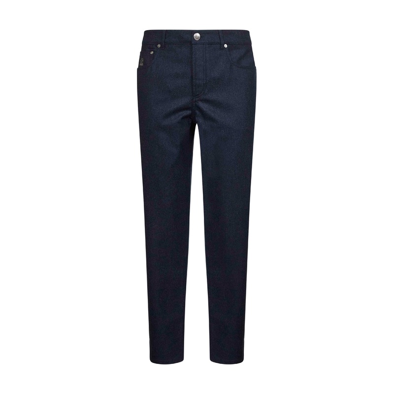 Blue virgin wool flannel trousers