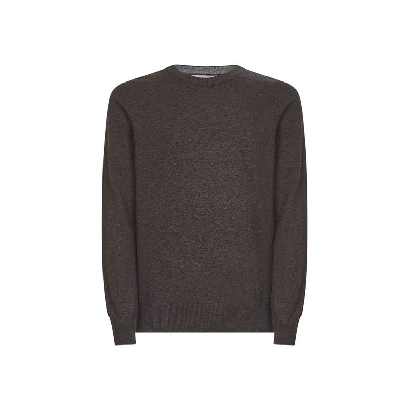 Brown cashmere crewneck sweater
