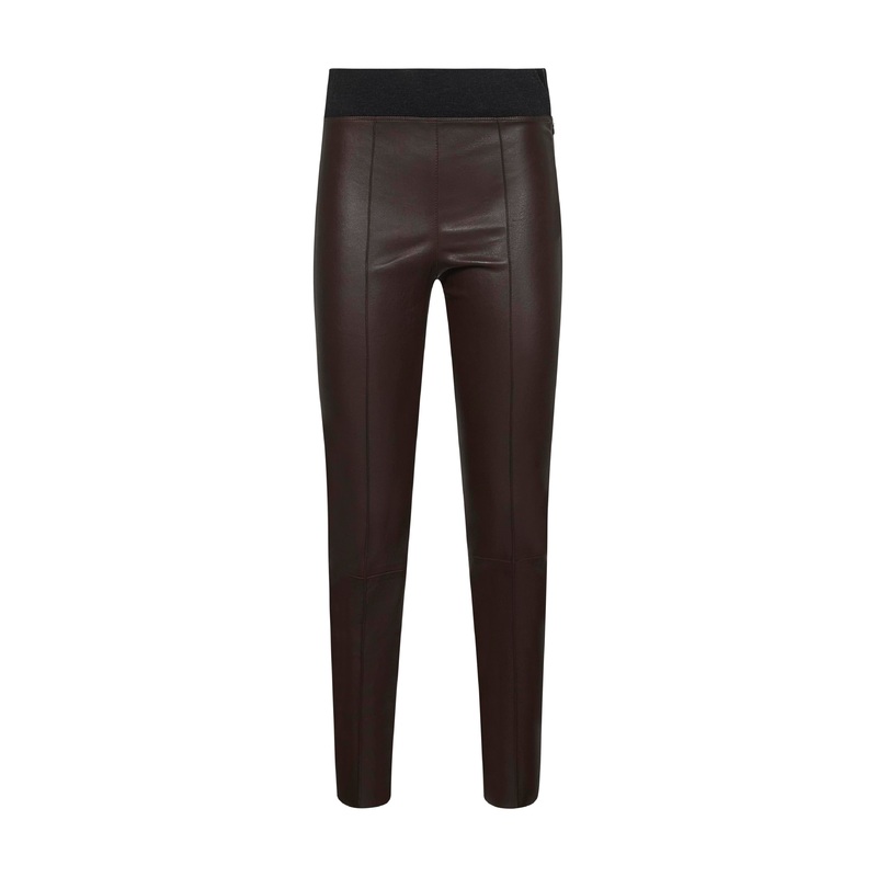Brown stretch nappa leggings|40|42|44|46|48