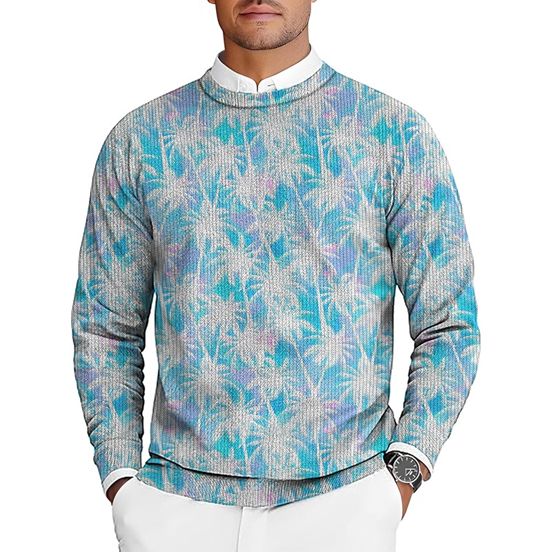 Jungle Palm tree Men’s Golf Crewneck Pullover Sweaters Ugly Sweater