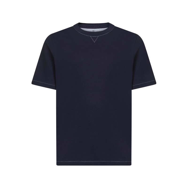 Blue Solomeo crest crewneck T-shirt