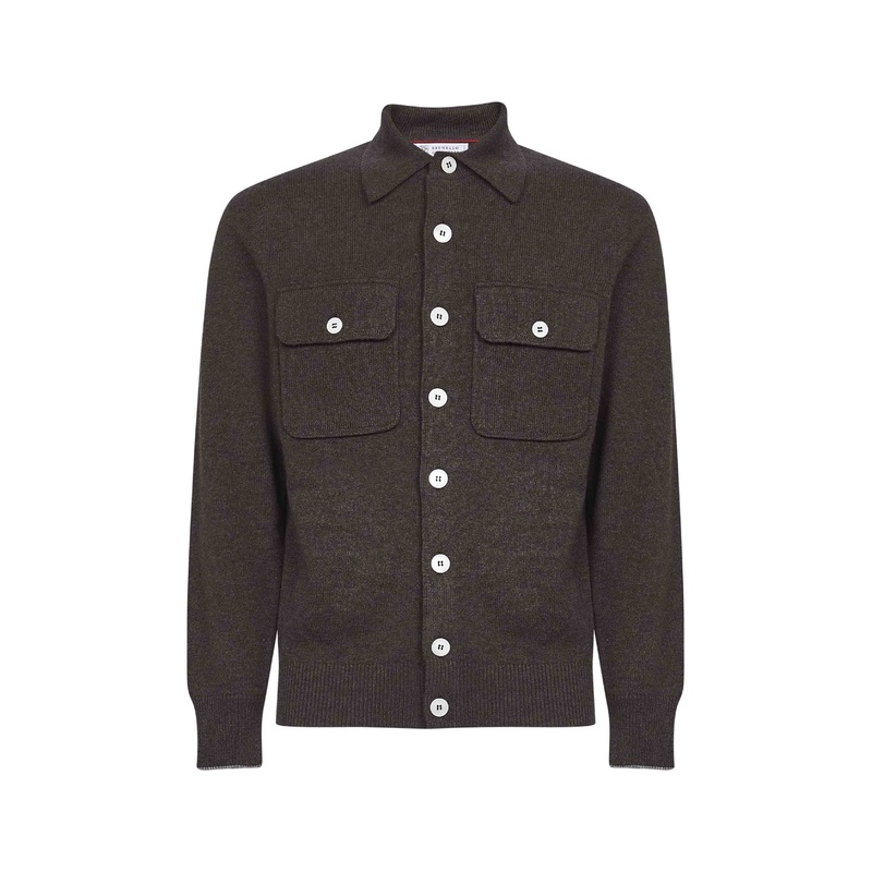 Brown cashmere knit cardigan|46|48|50|52