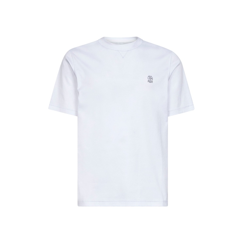 White Solomeo crest crewneck T-shirt