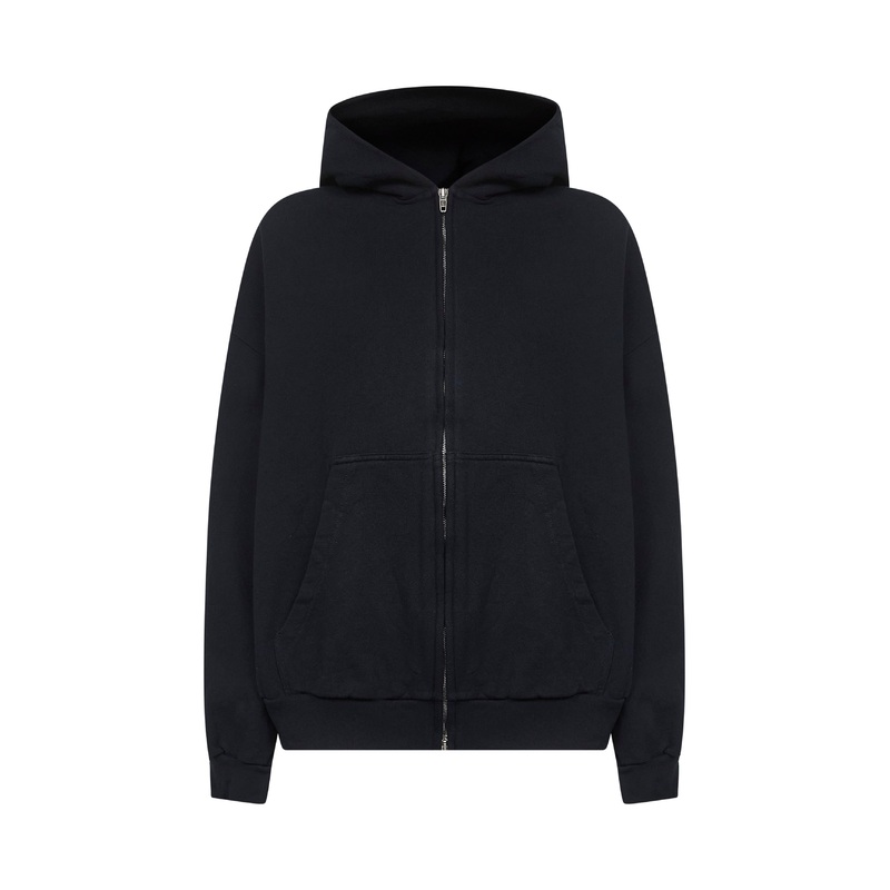Black Flipped Uni Regular Fit zip-up hoodie