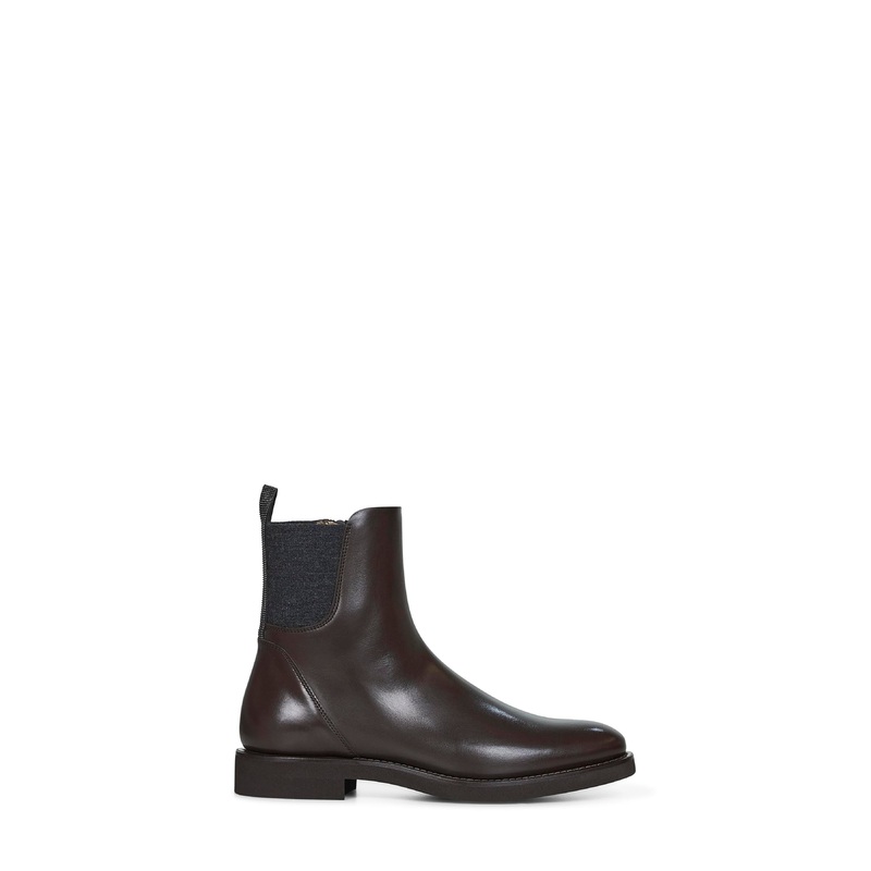 Brown leather Chelsea boots with monili