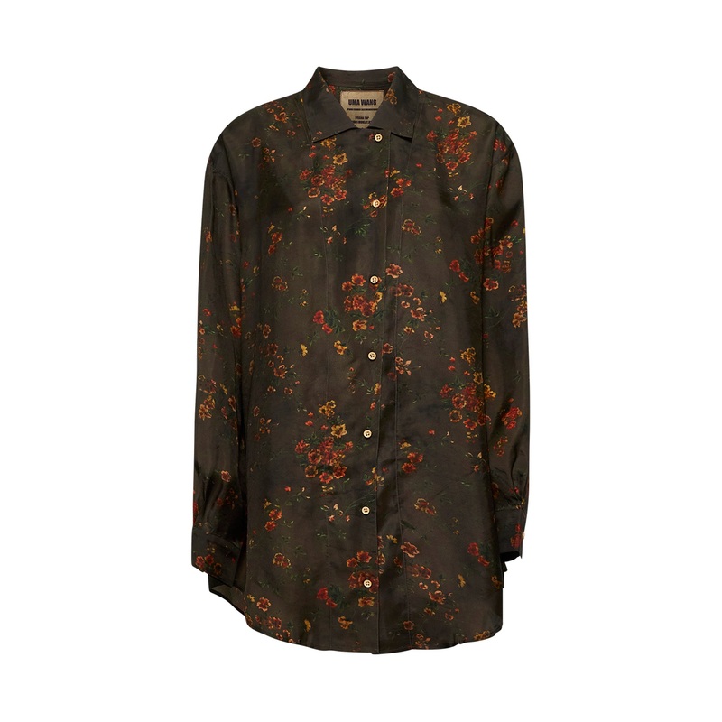 Brown twill Tyesha printed shirt