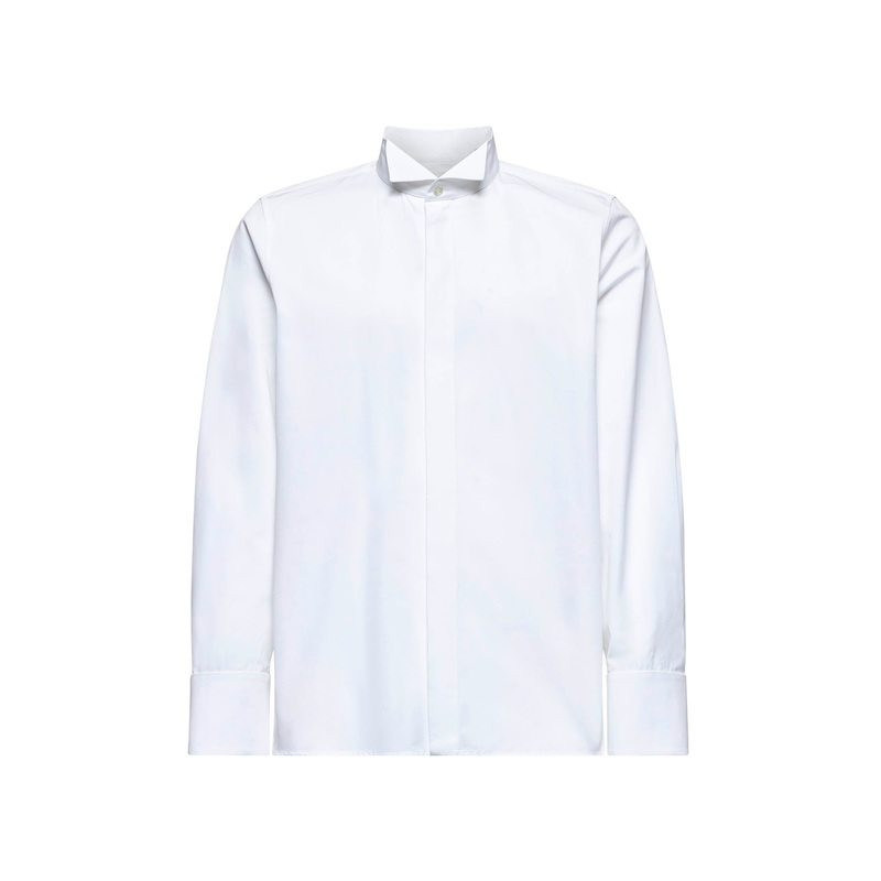 White poplin wing collar shirt